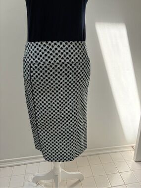 Margaret M Navy and White Geometric Pencil Skirt